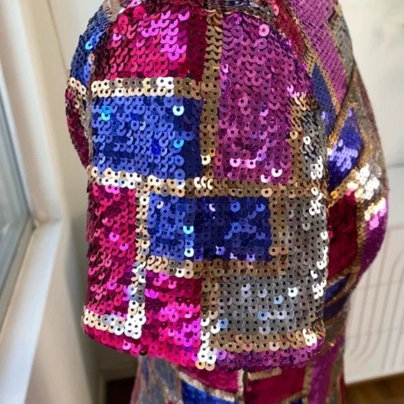 Trina Turk Sequin Mosaic Mini Dress Holiday / NYE Stunner, Size 4 NWOT Sample - Picture 6 of 9
